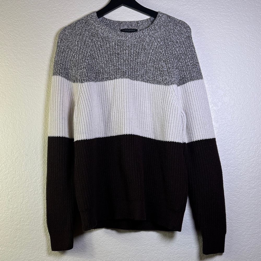Banana Republic. Men's Gray, White, and Brown Sweater